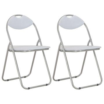 vidaXL Opklapbare stoelen, 2 stuks, wit kunstleer, Huis en Inrichting, Stoelen, Verzenden, Nieuw