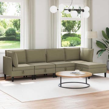 vidaXL Woonkamer Meubelset 5 st Kaki Stof, Huis en Inrichting, Verzenden, Nieuw