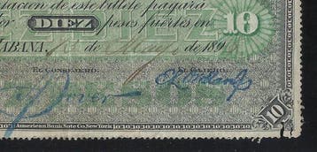 Colonie espagnole. - 10 Pesos 1896 - Pick 49b - Handwritten, Timbres & Monnaies, Billets de banque | Europe | Billets non-euro
