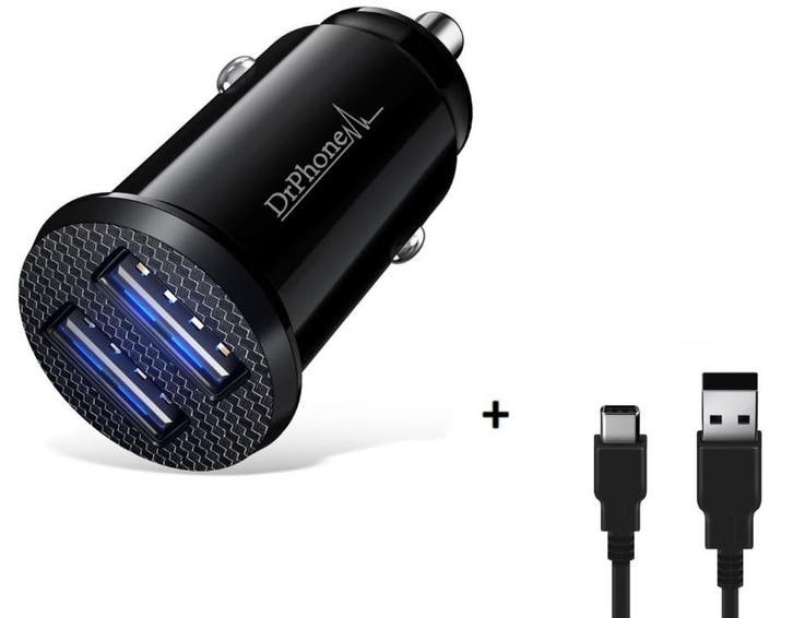 DrPhone Invisible 5V 2.4A USB Autolader + 1m Type C Kabel, Telecommunicatie, Mobiele telefoons | Telefoon-opladers, Nieuw, Verzenden