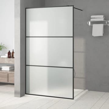 vidaXL Inloopdouchewand 115x195 cm mat ESG-glas zwart, Verzenden, Nieuw
