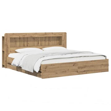 vidaXL Bedframe met opbergruimte en hoofdbord Artisanaal, Verzenden, Nieuw