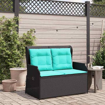 vidaXL Tuinbank Zwart poly rattan, Verzenden, Nieuw