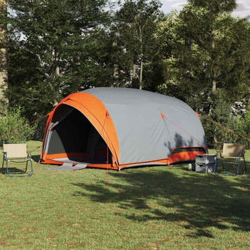 vidaXL Tunnel tent 6-persoons Grijs en Oranje taft, Verzenden