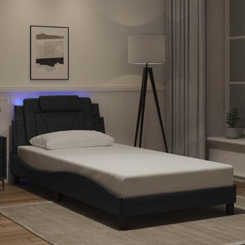 vidaXL Bedframe Viana met LED zonder matras zwart 100x200, Verzenden, Nieuw