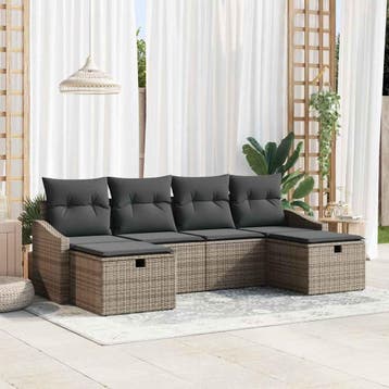 vidaXL Tuinbank Set 6 st poly rattan, Verzenden