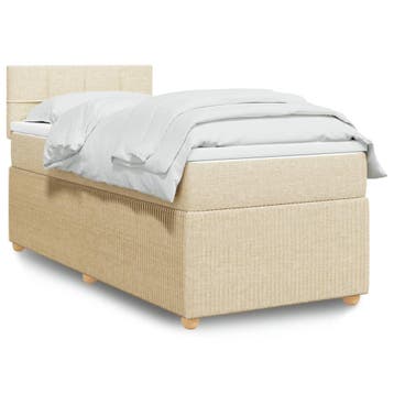 vidaXL Boxspring met matras stof crèmekleurig 80x200 cm, Verzenden, Nieuw