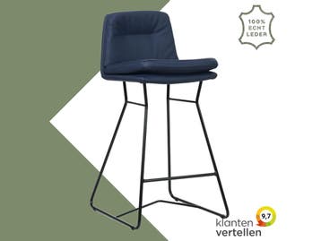 Leren barkruk Candy laag - Toledo Kobalt (blauw), 60 tot 90 cm, Nieuw, Leer, Ophalen of Verzenden