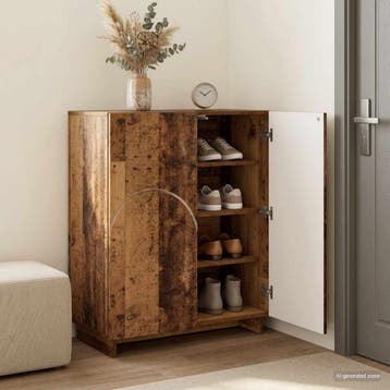 vidaXL Schoenenkast 73 x 38 x 87,5 cm Bewerkt hout Oud hout, Huis en Inrichting, Verzenden, Nieuw