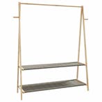 vidaXL Kledingrek met schappen 132x45,5x150,5 cm bamboe, Verzenden