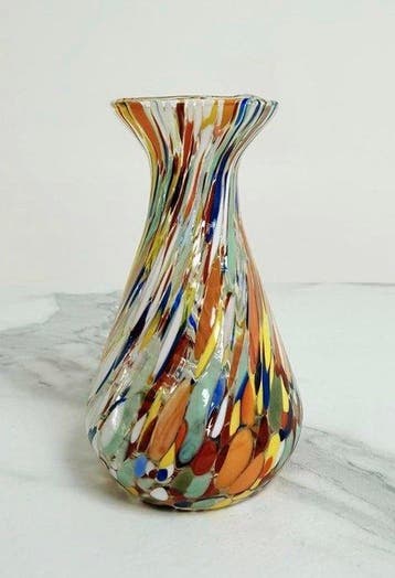 Vase - Verre soufflé à la main - Fabriqué en Italie, Antiquités & Art