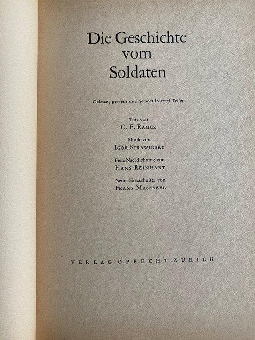 C. F. Ramuz, Frans Masereel - Die Geschichte vom Soldaten -, Antiek en Kunst, Antiek | Boeken en Manuscripten