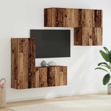 vidaXL TV Wand Eenheid 5 st Oud Hout Bewerkt hout, Verzenden, Nieuw