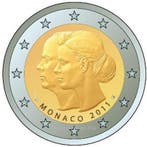 Monaco 2 Euro 2011 Hochzeit Charlene en Albert bfr, Verzenden, België