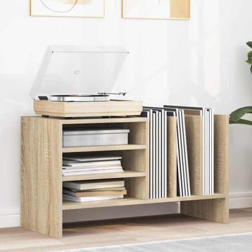 vidaXL Platenkast Sonoma Eik 78,5 x 35 x 45 cm Bewerkt hout, Huis en Inrichting, Verzenden, Nieuw