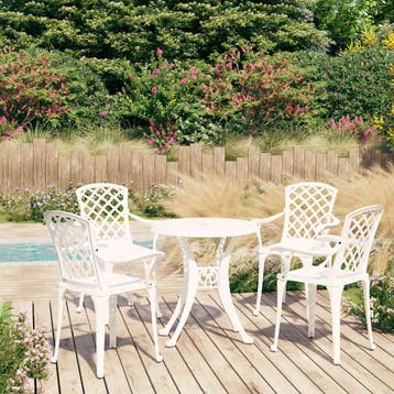 vidaXL 5-delige Bistroset gietaluminium wit, Verzenden, Nieuw