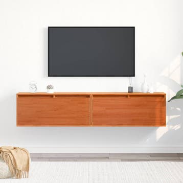 vidaXL Wandkast 2 st Wasbruin 80 x 30 x 35 cm Massief, Huis en Inrichting, Kasten | Wandmeubels, Verzenden, Nieuw