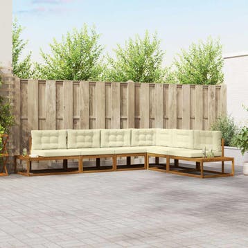vidaXL Buiten bank set Natuurlijk en Crème, Verzenden