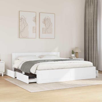 vidaXL Bedframe met lade met hoofdeinde Wit 193 x 203 cm, Verzenden, Nieuw