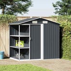 vidaXL Tuinschuur met rek 205x130x183 cm ijzer antraciet, Verzenden, Nieuw