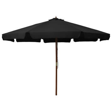 vidaXL Parasol met houten paal 330 cm zwart, Verzenden