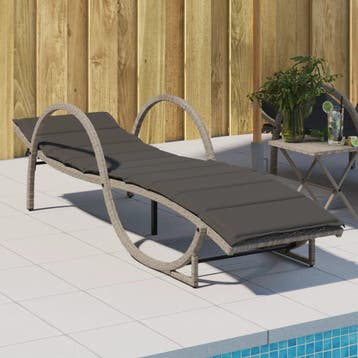 vidaXL Ligbed met kussen 60x199x42 cm poly rattan lichtgrijs, Verzenden