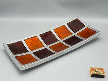 Mooie unieke design schaal op voet - Plateau - Aluminium