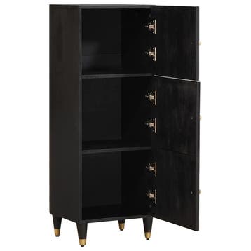 vidaXL Highboard met plank Zwart 40 x 33 x 110 cm Massief, Huis en Inrichting, Verzenden, Nieuw