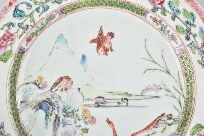 Bord - DECORATED WITH GEESES IN A LANDSCAPE - Porselein, Antiek en Kunst, Antiek | Overige Antiek