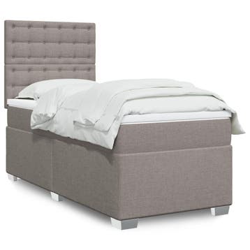 vidaXL Boxspring met matras stof taupe 90x200 cm, Verzenden, Nieuw
