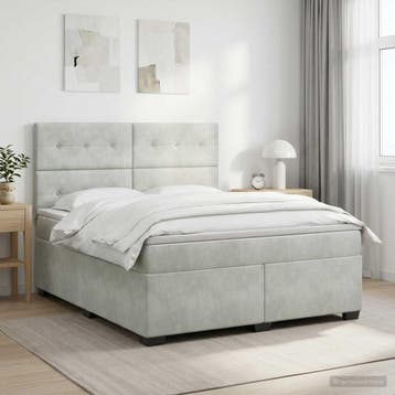 vidaXL Boxspringbed met matras Lichtgrijs 140 x 190 cm, Verzenden
