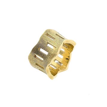 Vintage gouden ring met organisch ontwerp, Handtassen en Accessoires, Ringen, Gebruikt, Ophalen of Verzenden, 17 tot 18, Dame