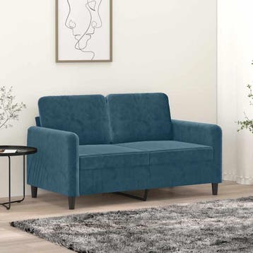 vidaXL Tweezitsbank / zetel 120 cm fluweel blauw, Verzenden