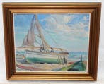 Pau Roig Estradé (1914 - 1994) - Preparando la pesca, Antiquités & Art, Art | Peinture | Classique