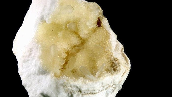 Gips in geode - Fuentes de Ebro, Aragon, Spanje - Hoogte:, Collections, Minéraux & Fossiles