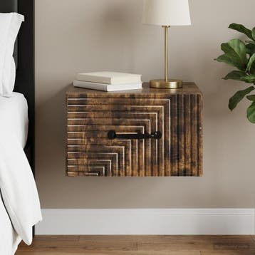 vidaXL Muurbevestigde Nachttafel Gerookt eiken 34,5 x 33 x, Verzenden, Nieuw