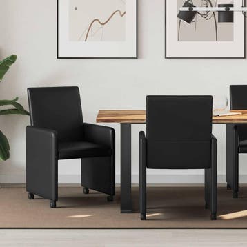 vidaXL Eetkamerstoelen met wielen 2 st Kunstleer Zwart 57 x, Verzenden, Nieuw