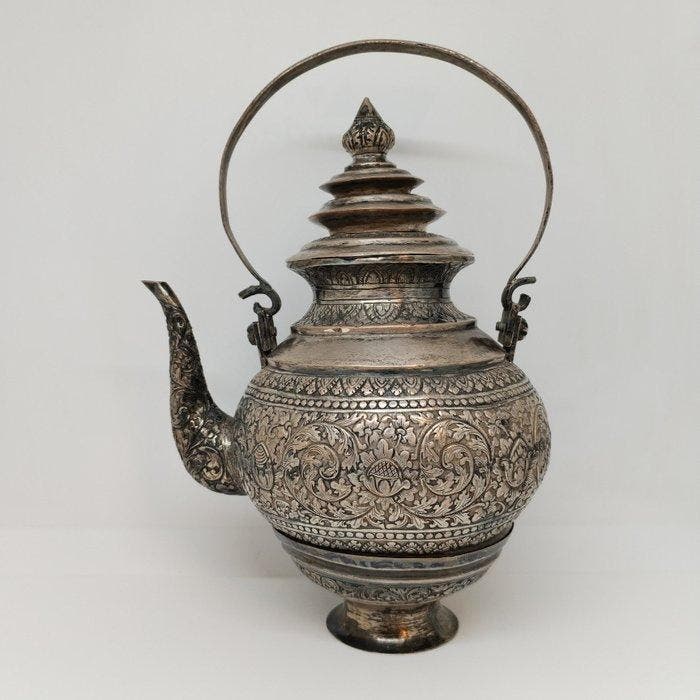 Kutch theepot - Zilverachtig metaal - India - Britse Raj, Antiek en Kunst, Kunst | Niet-Westerse kunst