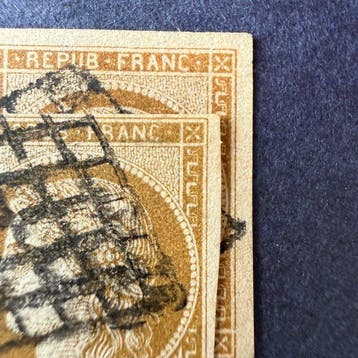 France - Yvert 1 Cérès 10c bistre et bistre verdâtre en