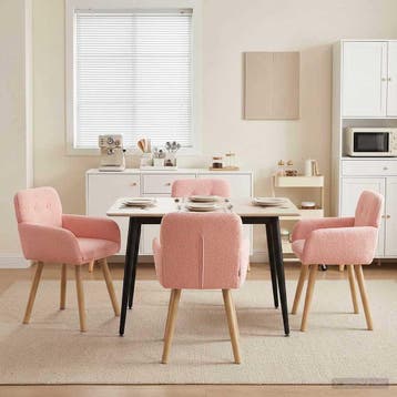 vidaXL Eetstoelen 4 st Bouclé Roze 59 x 57 x 85 cm, Verzenden, Nieuw