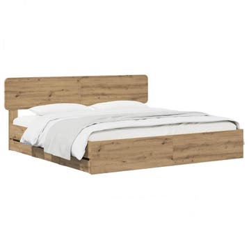 vidaXL Bed Frame with Storage and Headboard Artisan Oak 180, Verzenden, Nieuw
