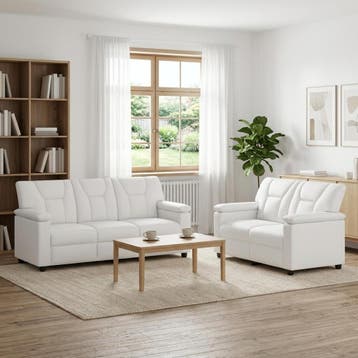 vidaXL bank / zetelstel 2 pcs Wit Kunstleer, Verzenden, Nieuw