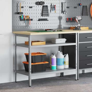 vidaXL Werktafel met plank Grijs en Beige 100 x 55 x 85 cm, Verzenden, Nieuw