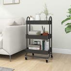 vidaXL Trolley 3-laags 43x34x79 cm staal antracietkleurig, Verzenden, Nieuw