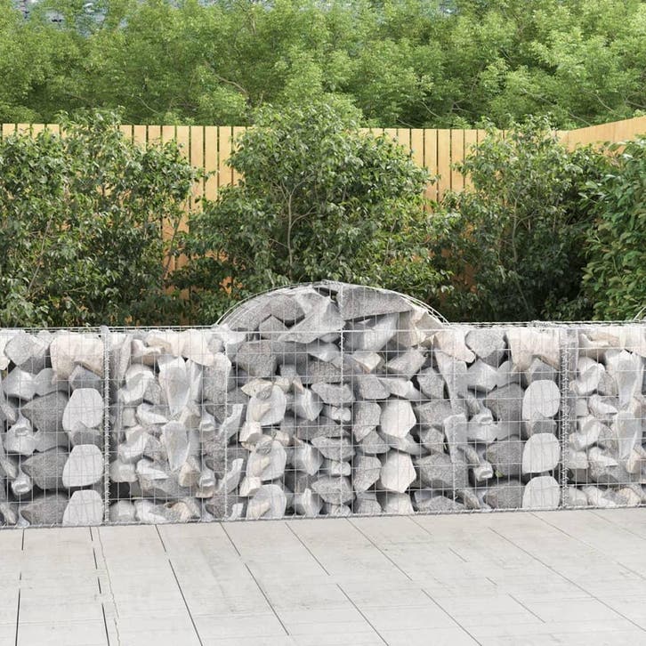 vidaXL Schanskorf gewelfd 200x50x80/100 cm gegalvaniseerd, Tuin en Terras, Bloempotten, Nieuw, Verzenden