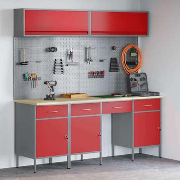 vidaXL Werkkast Set met lade met opslag met slot 10 st Rood, Verzenden, Nieuw
