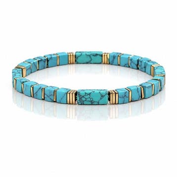 stapelbare turkoois steen stretch - Armband, Verzamelen