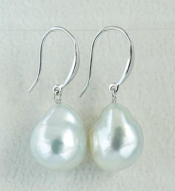 Boucles doreilles - 18 carats Or blanc Perle - Mer du Sud,, Nieuw
