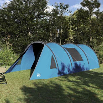 vidaXL Tunneltent voor 4 Personen 4-persoons Blauw en Grijs, Caravans en Kamperen, Verzenden, Nieuw