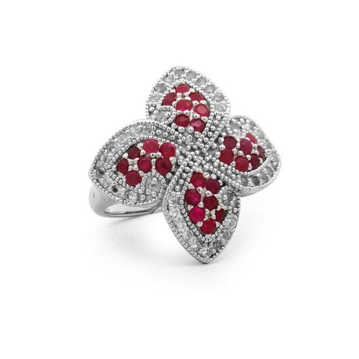 Sans prix de réserve - Bague Argent - 1.54ct. tw. Rubis -, Handtassen en Accessoires, Ringen